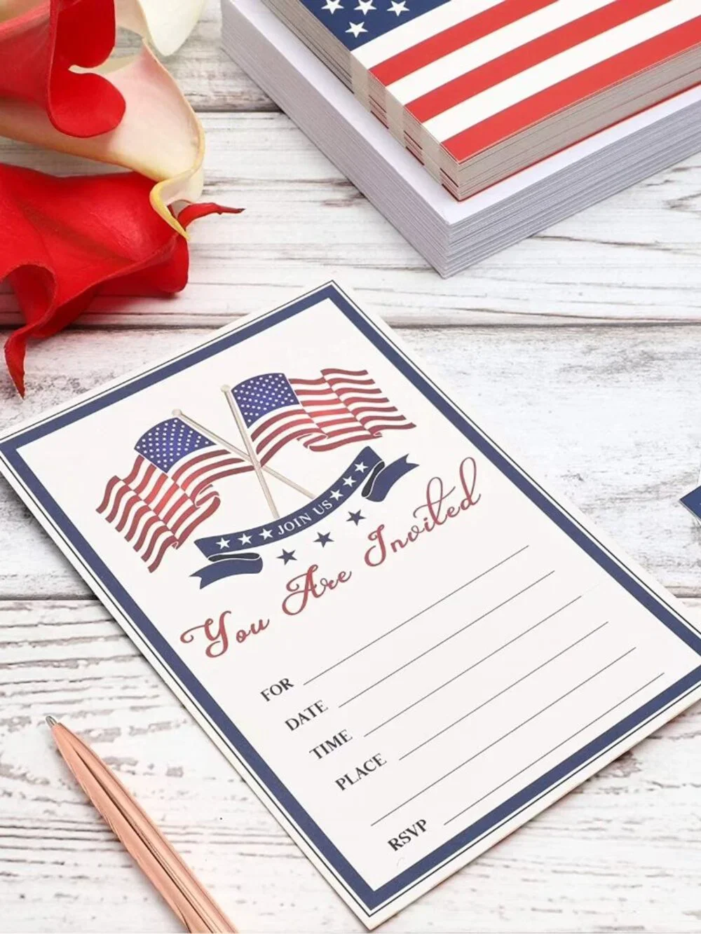 July 4TH American Flag Dual Side Party Invitations